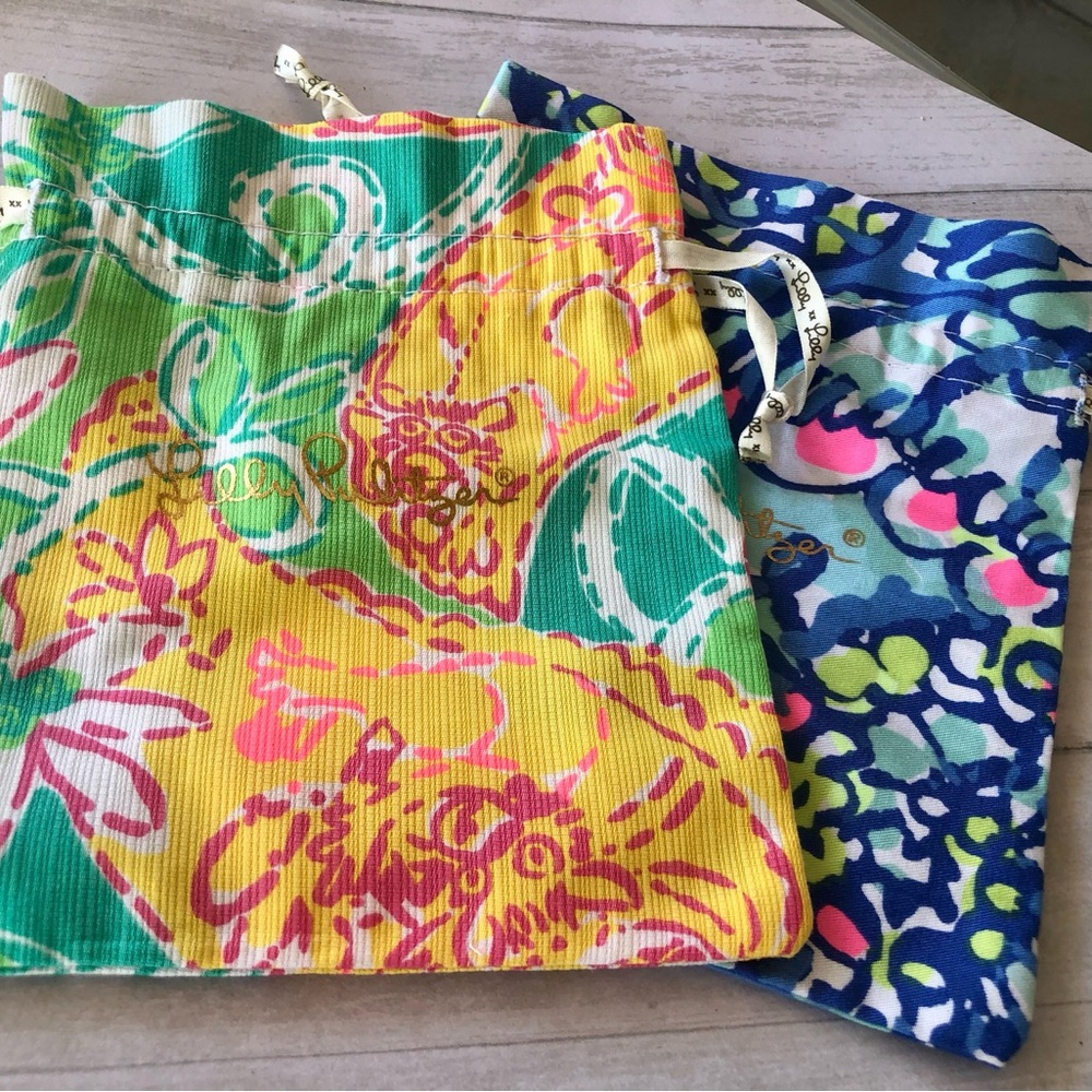 Lily Pulitzer Drawstring Jewelry Bags Set of 2